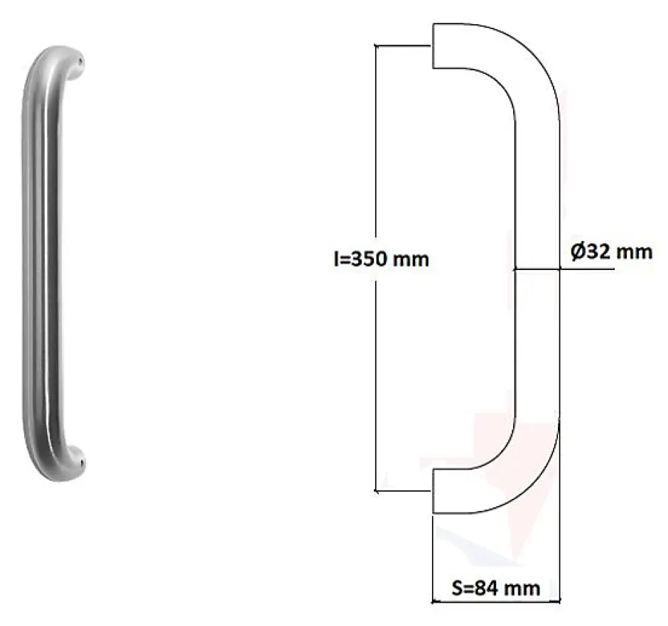 Poignée de tirage Diamètre 32 mm - Entraxe350 mm - INOX 304 satiné-Hardwarexchange Clearance