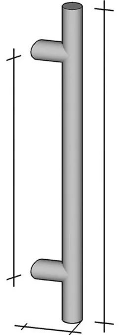 Hardwarexchange Poignée de tirage Diamètre 30 mm - Entraxe350 - S80 - A70 - L500 mm - inclinée 45 - INOX 304 poli