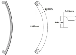 Poignée de tirage Diamètre 32 mm - Entraxe350 mm - INOX 304 Laqué RAL 9005 Noir Mat-Hardwarexchange Discount