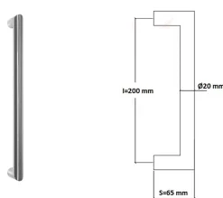 Hardwarexchange Poignée de tirage Diamètre 20 mm - Entraxe200 mm - INOX 304 Laqué RAL 9005 Noir Mat