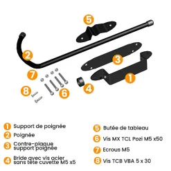 Poignée et Arrêt, Bloc Boy, Noir, Aluminium, pour Volet Battant, Farbication Française-Torbel Discount