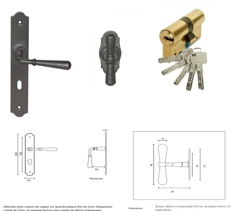 Gd Menuiseries Poignee, Barillet, Bouton De Porte D'entre 010403rfp
