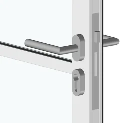 Porte battante blanche H 2040 x L 930 mm - 3 verres opales horizontaux + béquille inox-MySystem Outlet