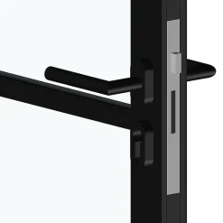 MySystem Porte battante noire H 2040 x L 830 mm - 3 verres clairs horizontaux + béquille noire