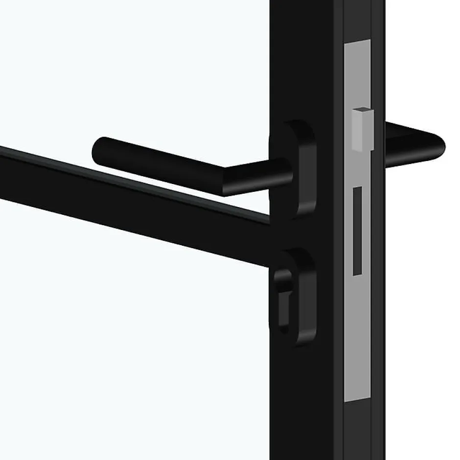 MySystem Porte battante noire H 2040 x L 830 mm - 3 verres clairs horizontaux + béquille noire