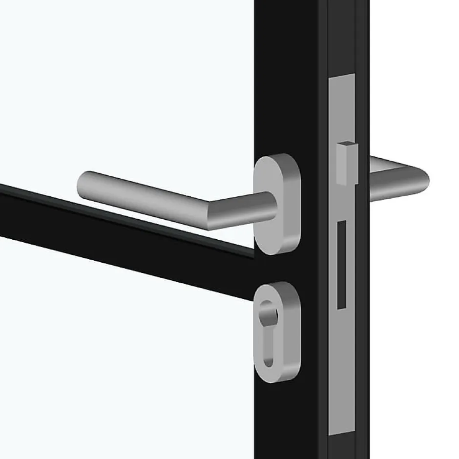 Porte battante noire H 2040 x L 830 mm - 3 verres opales horizontaux + béquille inox-MySystem New