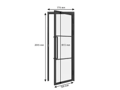 Porte complète Intérieure en verre avec cadre - Serrure- 71x197 - Noir - Transparent - 3 Vitrages - droit-Schulte Outlet