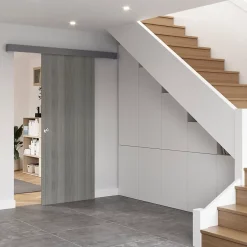 Porte coulissante Alpille effet bois gris H.204 x l.83 cm-