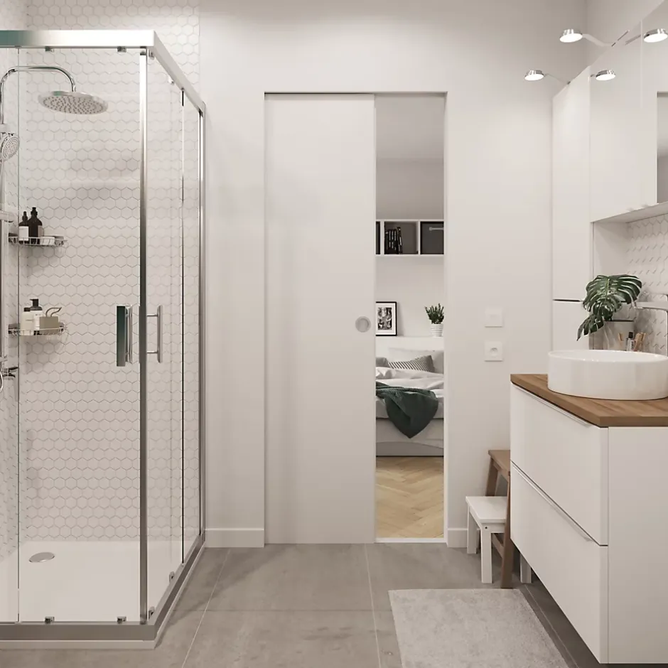 Porte coulissante Alpille blanc H.204 x l.83 cm