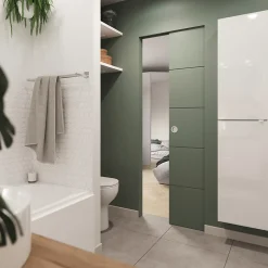 Porte coulissante Alvéolaire gravé prépeinte H.204 x l.73 cm- Outlet