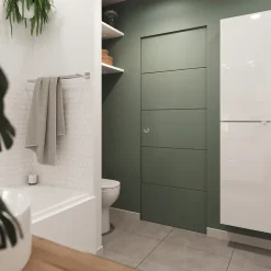 Porte coulissante Alvéolaire gravé prépeinte H.204 x l.73 cm- Outlet