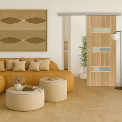 Reivilo Porte coulissante applique April 83 cm avec crochet cylindre rond chromé