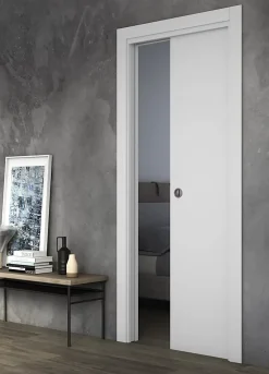 Porte coulissante Arithmos laqué blanc H.204 x l.83 cm