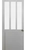 Gd Menuiseries Porte Coulissante Atelier Blanc Vitre Depoli H204 X L83, Rail Alu, Coquilles