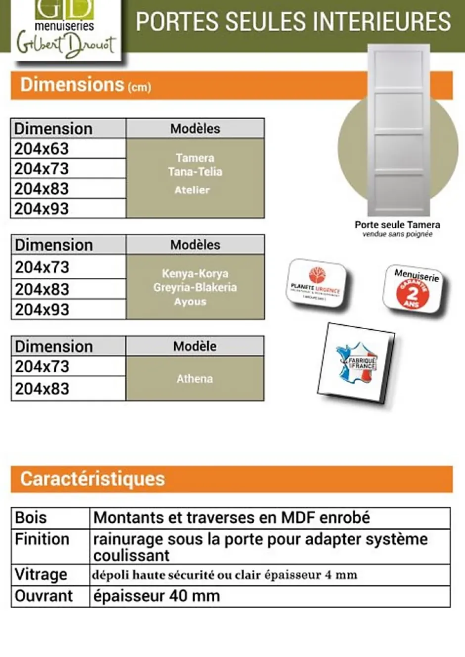 Porte Coulissante Atelier Noir H204 X L73, Galandage, Kit Finition-Gd Menuiseries Clearance