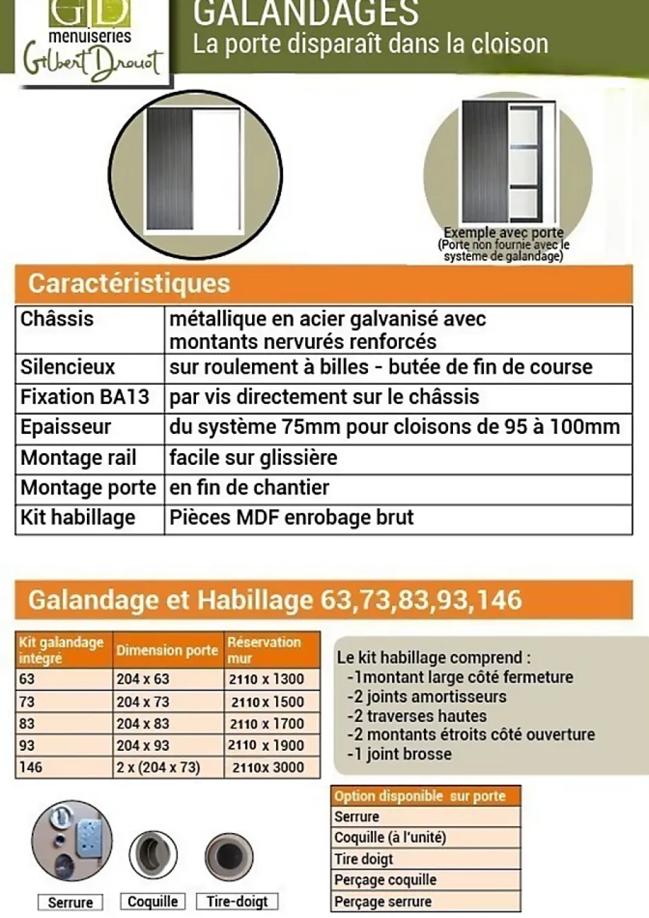 Gd Menuiseries Porte Coulissante Atelier Noir Vitre Depoli H204 X L73, Galandage, Kit Finition