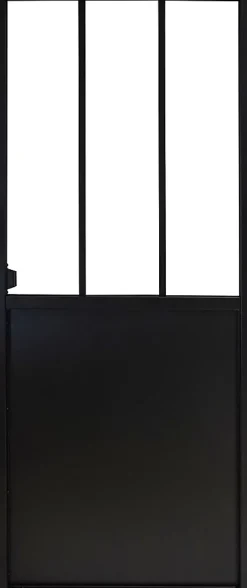 Porte coulissante Atelier noire 3 vitrages H.204 x l.83 cm