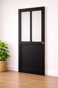 Porte Coulissante Atelier Noir H204 X L63, Serrure Condamnation-Gd Menuiseries Online