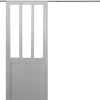 Porte Coulissante Atelier Blanc H204 X L93, Rail Alu-Gd Menuiseries Hot