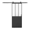 Porte coulissante atelier avec système en applique - Noir et verre trempé dépoli - H205 x L73 cm - ARTISTO II-Vente-unique