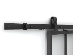Porte coulissante atelier avec système en applique - Noir et verre trempé dépoli - H205 x L73 cm - ARTISTO II-Vente-unique