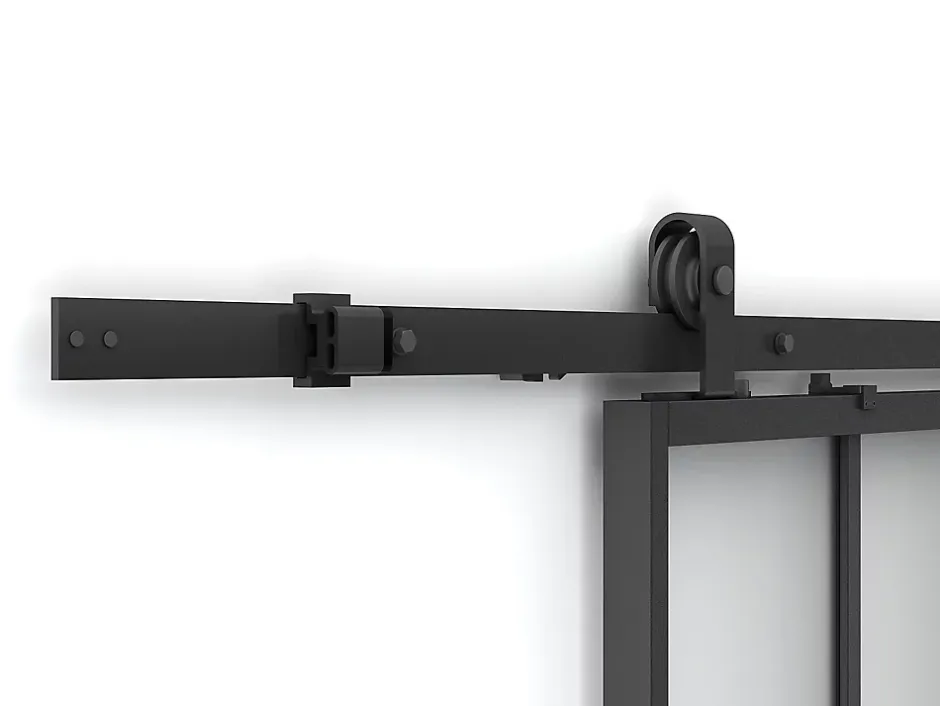 Porte coulissante atelier avec système en applique - Noir et verre trempé dépoli - H205 x L73 cm - ARTISTO II-Vente-unique