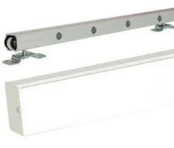 Gd Menuiseries Porte Coulissante Atelier Blanc Vitre Depoli H204 X L73, Rail Alu Bandeau Blanc, Coquilles