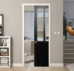 Gd Menuiseries Porte Coulissante Atelier Noir H204 X L93, Galandage, Kit De Finition