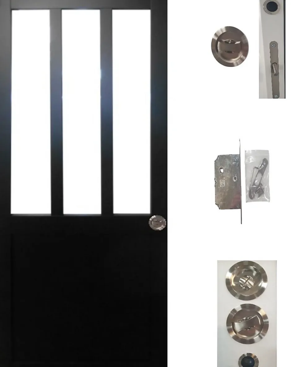 Porte Coulissante Atelier Noir H204 X L73, Serrure Condamnation-Gd Menuiseries Sale