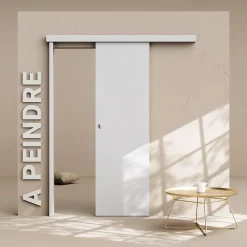 Coulicool Porte Coulissante avec Rail - Prépeinte Plane 63 cm - Avec butée