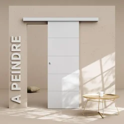 Coulicool Porte Coulissante avec Rail - Prépeinte Ligne 73 cm - Sans butée