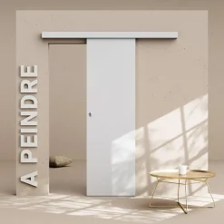 Coulicool Porte Coulissante avec Rail - Prépeinte Plane 63 cm - Sans butée