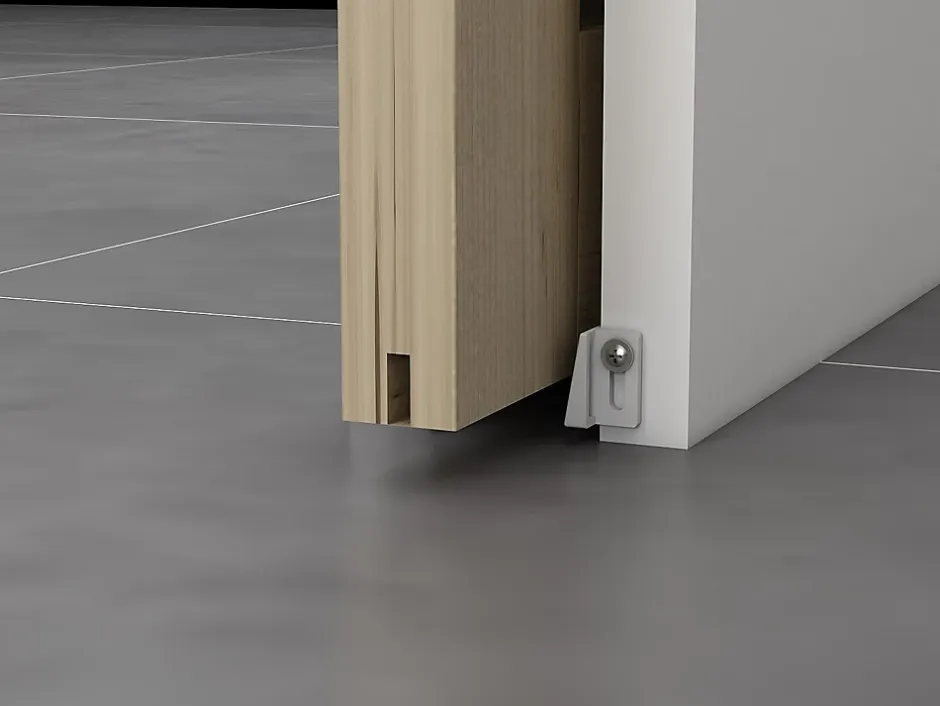 Porte coulissante avec système à galandage en bois et verre trempé - 3 fenêtres - H205 x L93 cm - ACOSTA II-Vente-unique Best