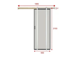 Vente-unique Porte coulissante avec système à galandage - aluminium et verre trempé dépoli - H205 x L93 cm - LINCI II