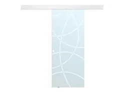 Vente-unique Porte coulissante avec système en applique H205 x L83 cm - Verre trempé dépoli - HEIDI
