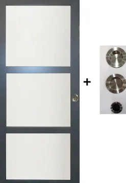 Porte Coulissante Blakeria Ral7016 Vitrée H204 X L83, Galandage, Kit Finition-Gd Menuiseries Online