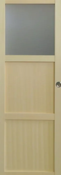 Gd Menuiseries Porte Coulissante Bois Ayous 2 Panneaux, 1 Vitrage H204 X L73, Coquilles