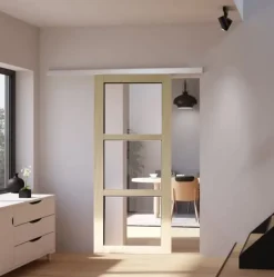 Porte Coulissante Bois Ayous Vitrage Transparent H204 X L73, Rail Alu-Gd Menuiseries Sale