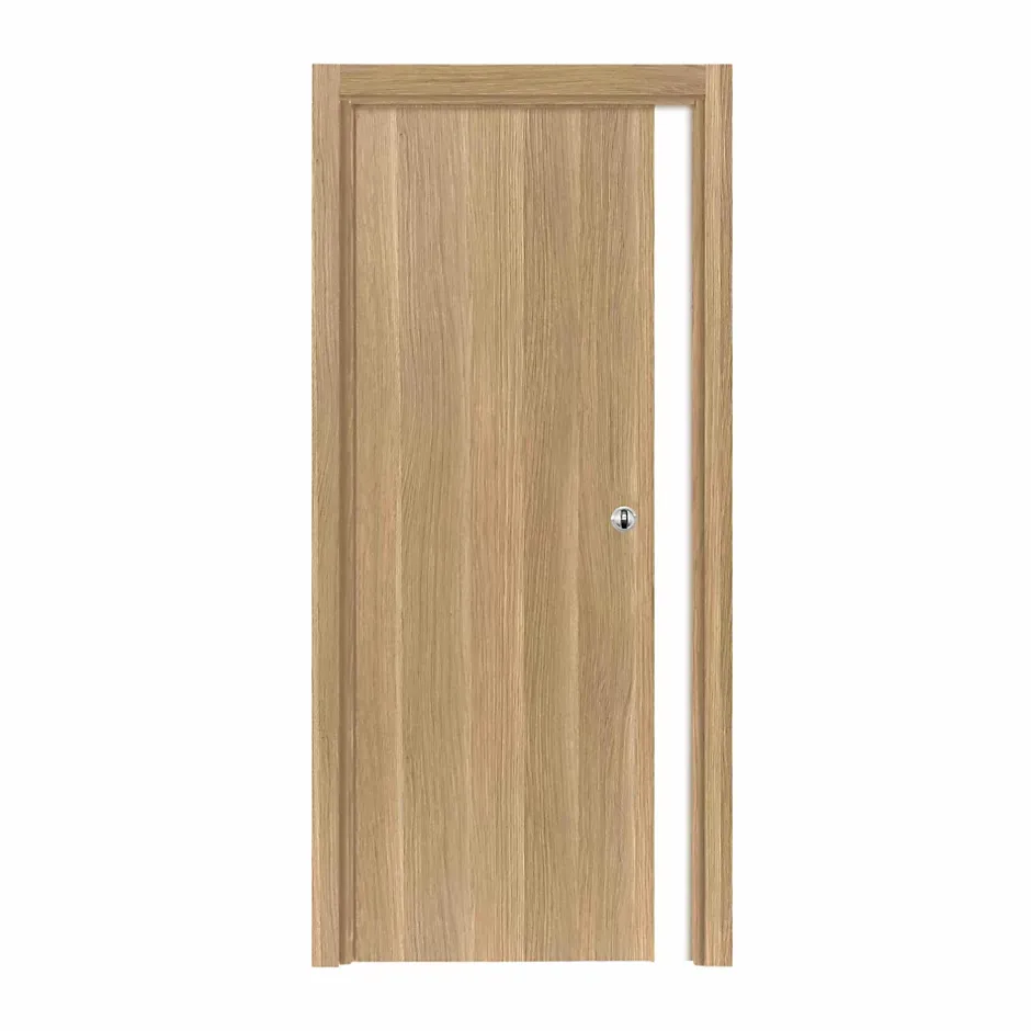 Porte coulissante cloison Matild, H.204 x l.63 cm, sans serrure, finition chêne brut structuré-Reivilo Clearance