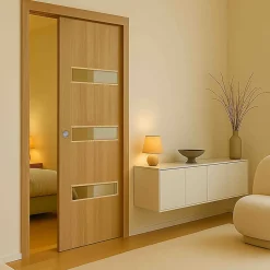 Reivilo Porte coulissante cloison April 73 cm avec cuvette ronde chromée