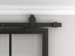 Schulte Porte coulissante complète verre - 90x215 - Porte vitrée - Décor industriel - Satinée - Noir