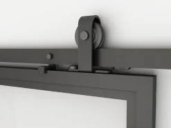 Schulte Porte coulissante complète verre - 90x215 - Porte vitrée - Décor industriel - Satinée - Noir