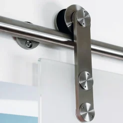 Porte coulissante complète 90x208 - verre de sécurité - porte vitrée - décor dépoli - système apparent-Schulte Sale