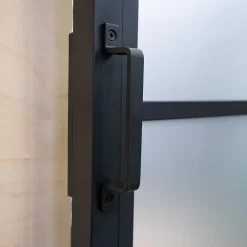 Porte coulissante complète verre - 102x220 - Porte vitrée - Décor industriel Loftstyle - Satinée - Noir-Schulte Clearance