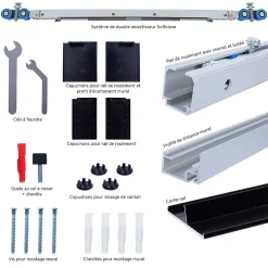 Schulte Porte coulissante complète verre - 102x220 - Porte vitrée - Décor industriel Loftstyle - Transparent - Noir