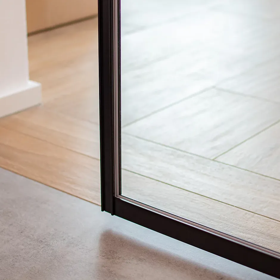 Schulte Porte coulissante complète verre - 102x220 - Porte vitrée - Décor industriel Loftstyle - Transparent - Noir