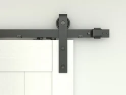 Porte coulissante complète bois - 90x215cm - blanc - système ouvert noir-Schulte New