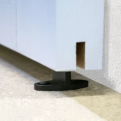 Porte coulissante complète bois - 90x215cm - blanc - système ouvert noir-Schulte New