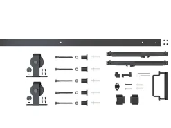 Porte coulissante complète bois - 90x215cm - blanc - système ouvert noir-Schulte New