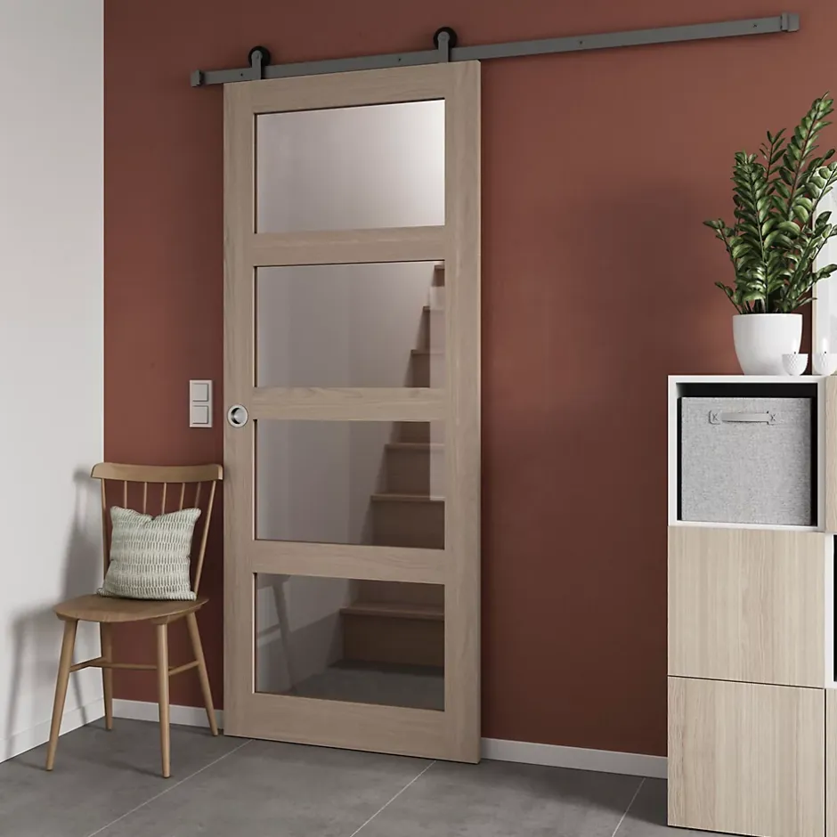 Porte coulissante Connemara vitrée H.204 x l.83 cm-GoodHome Best